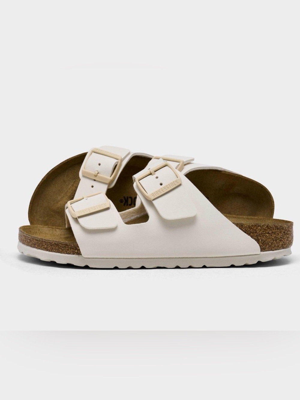 🤍 Birkenstock Arizona Cream Ivory Leather Sandals 37 Narrow Tonal Buckles